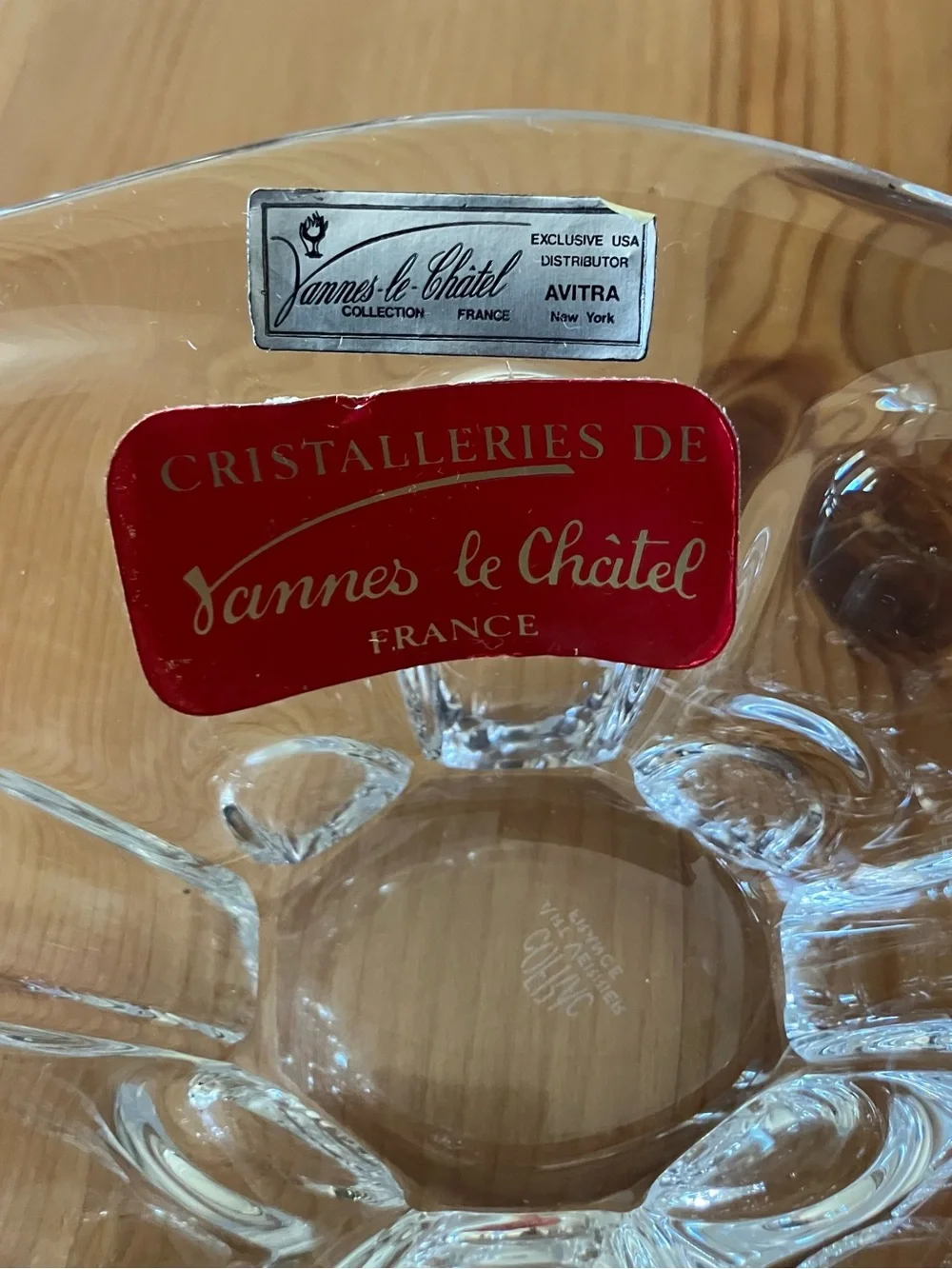 EUC Vintage Cristalleries de Vannes le Châtel France Clear Crystal Bowl